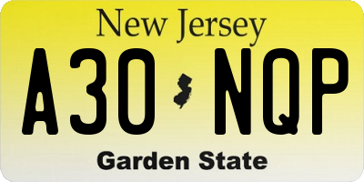 NJ license plate A30NQP