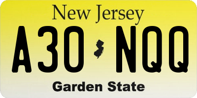 NJ license plate A30NQQ