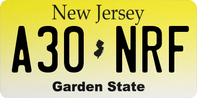 NJ license plate A30NRF