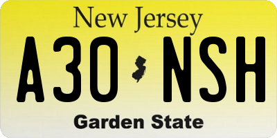 NJ license plate A30NSH