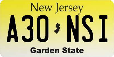 NJ license plate A30NSI