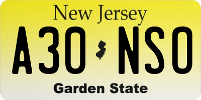 NJ license plate A30NSO