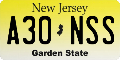 NJ license plate A30NSS
