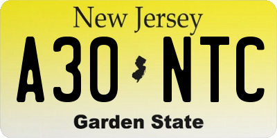 NJ license plate A30NTC