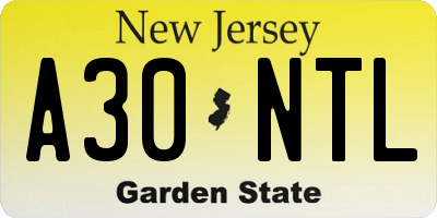 NJ license plate A30NTL
