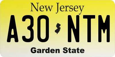 NJ license plate A30NTM
