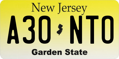 NJ license plate A30NTO