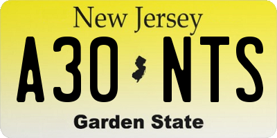 NJ license plate A30NTS
