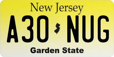 NJ license plate A30NUG