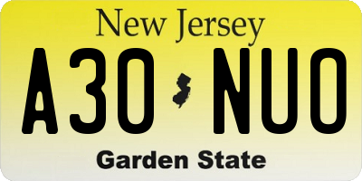 NJ license plate A30NUO