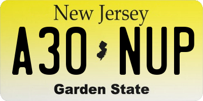 NJ license plate A30NUP