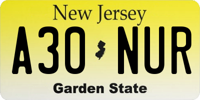 NJ license plate A30NUR