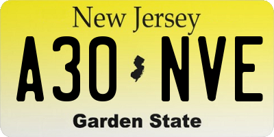 NJ license plate A30NVE