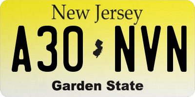 NJ license plate A30NVN