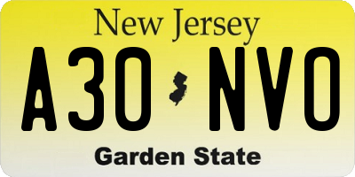 NJ license plate A30NVO