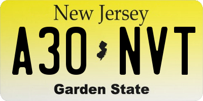 NJ license plate A30NVT