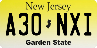 NJ license plate A30NXI