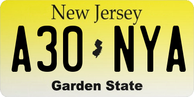 NJ license plate A30NYA