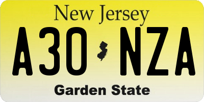 NJ license plate A30NZA