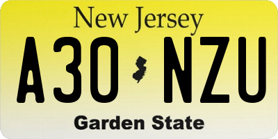NJ license plate A30NZU
