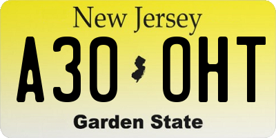 NJ license plate A30OHT
