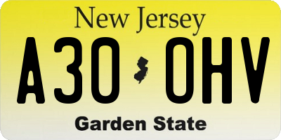 NJ license plate A30OHV