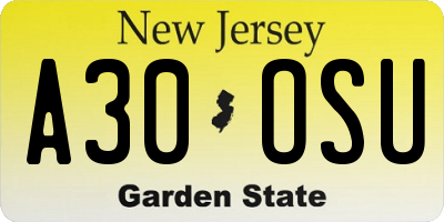 NJ license plate A30OSU