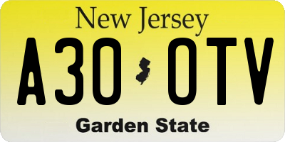 NJ license plate A30OTV