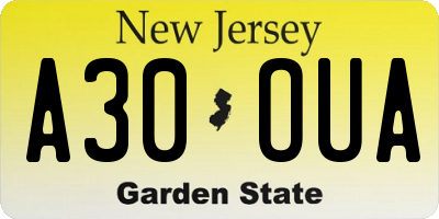 NJ license plate A30OUA