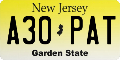 NJ license plate A30PAT