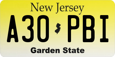 NJ license plate A30PBI
