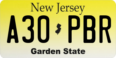 NJ license plate A30PBR
