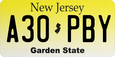NJ license plate A30PBY