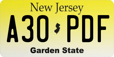 NJ license plate A30PDF