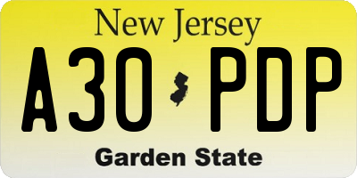 NJ license plate A30PDP