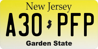 NJ license plate A30PFP