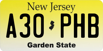 NJ license plate A30PHB