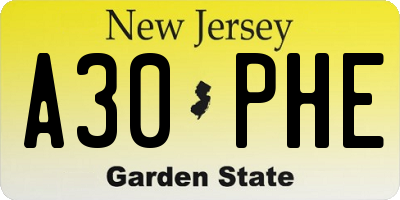 NJ license plate A30PHE