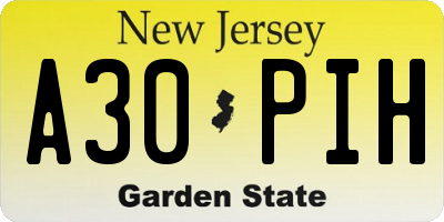 NJ license plate A30PIH