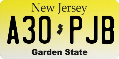 NJ license plate A30PJB