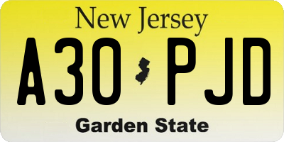 NJ license plate A30PJD