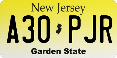 NJ license plate A30PJR