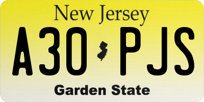NJ license plate A30PJS