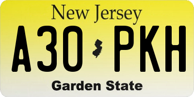 NJ license plate A30PKH