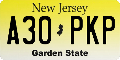 NJ license plate A30PKP