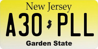 NJ license plate A30PLL