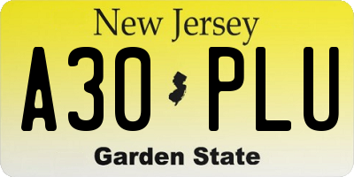 NJ license plate A30PLU