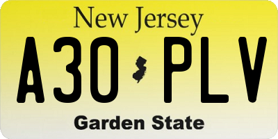 NJ license plate A30PLV