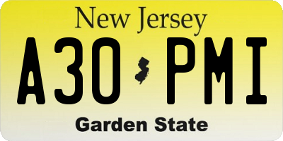 NJ license plate A30PMI