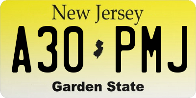 NJ license plate A30PMJ